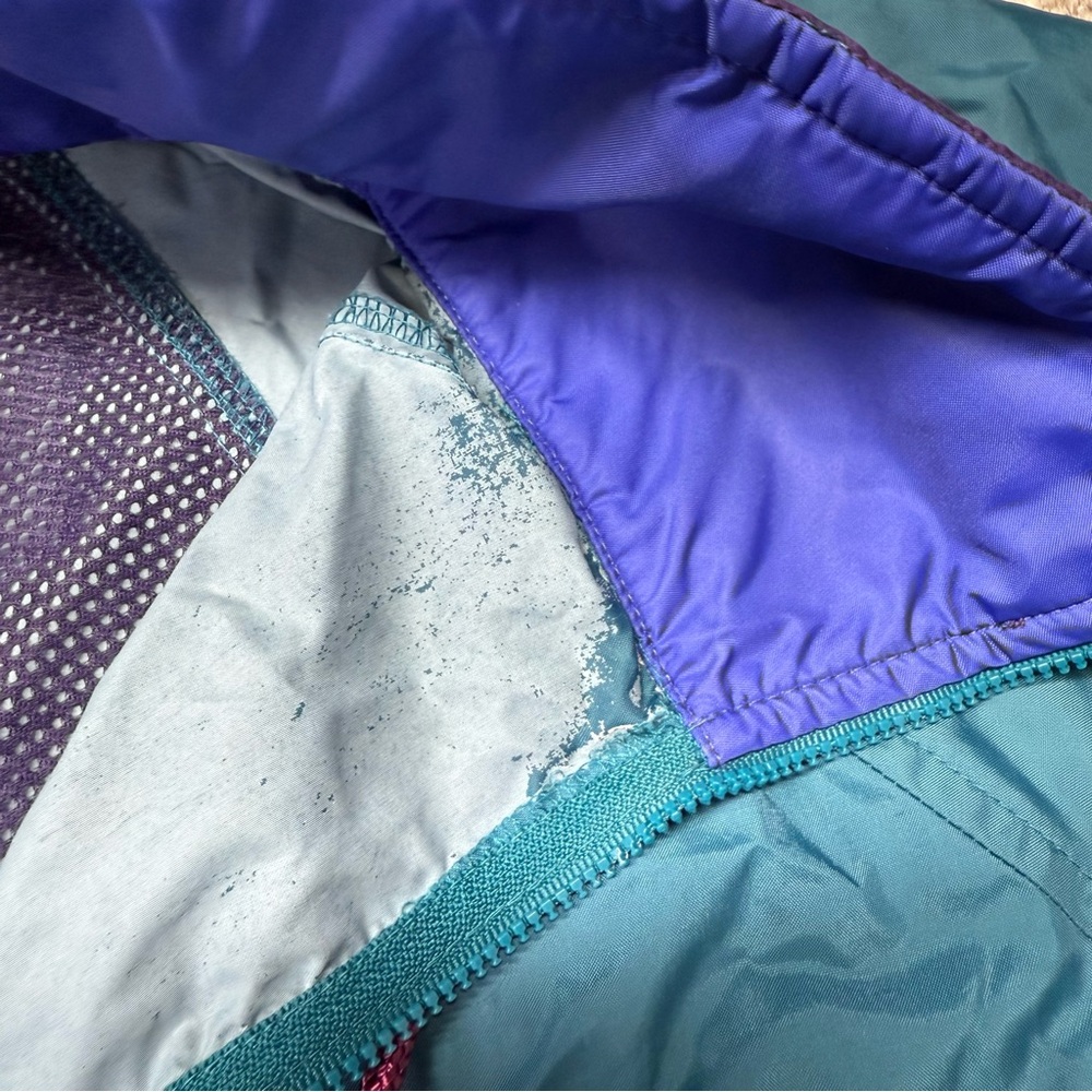 Men’s Vtg 90s Columbia Purple/Blue/Teal Windbreaker Nylon Jacket 1/2‎ Zip Coat L - Picture 7 of 13